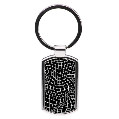 Black Wavy Grid Pattern Luxury Keyring