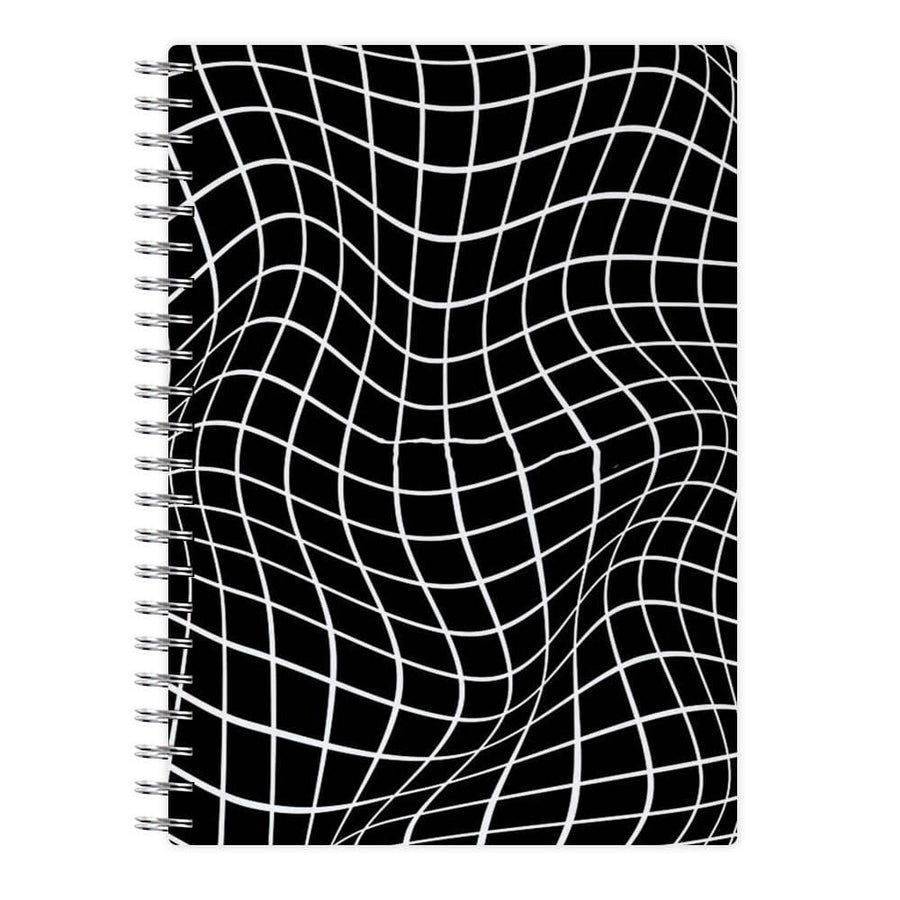 Black Wavy Grid Pattern Notebook - Fun Cases