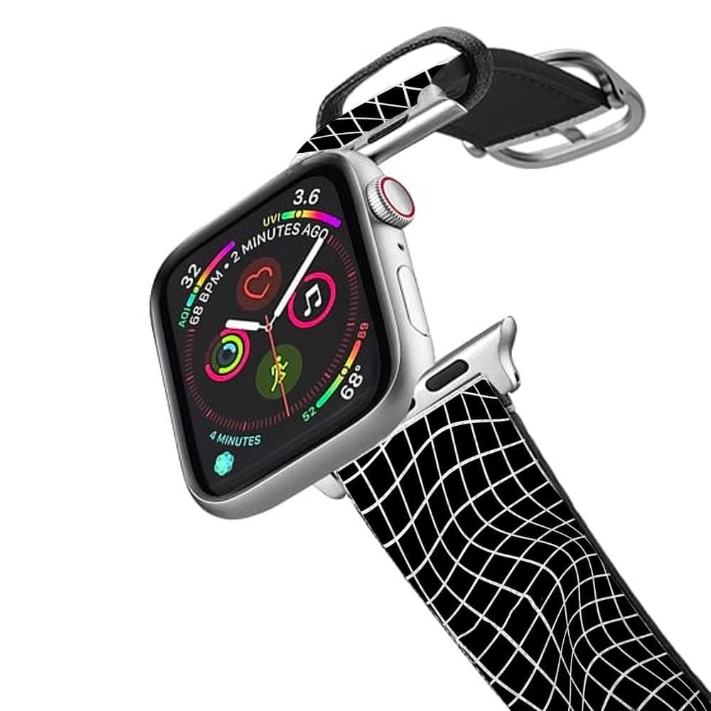 Black Wavy Grid Pattern Apple Watch Strap