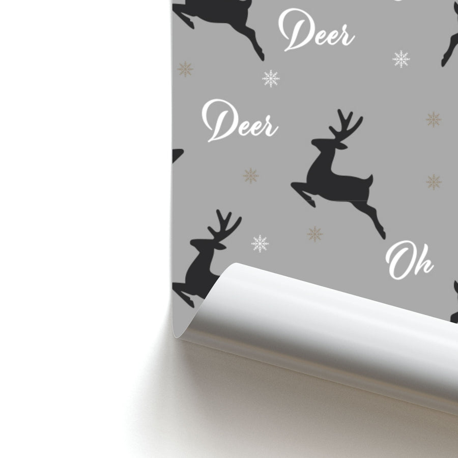 Oh Deer Christmas Pattern Poster