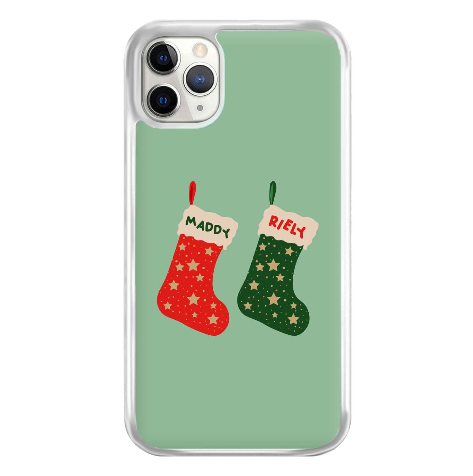 Red And Green Stocking - Personalised Christmas Phone Case