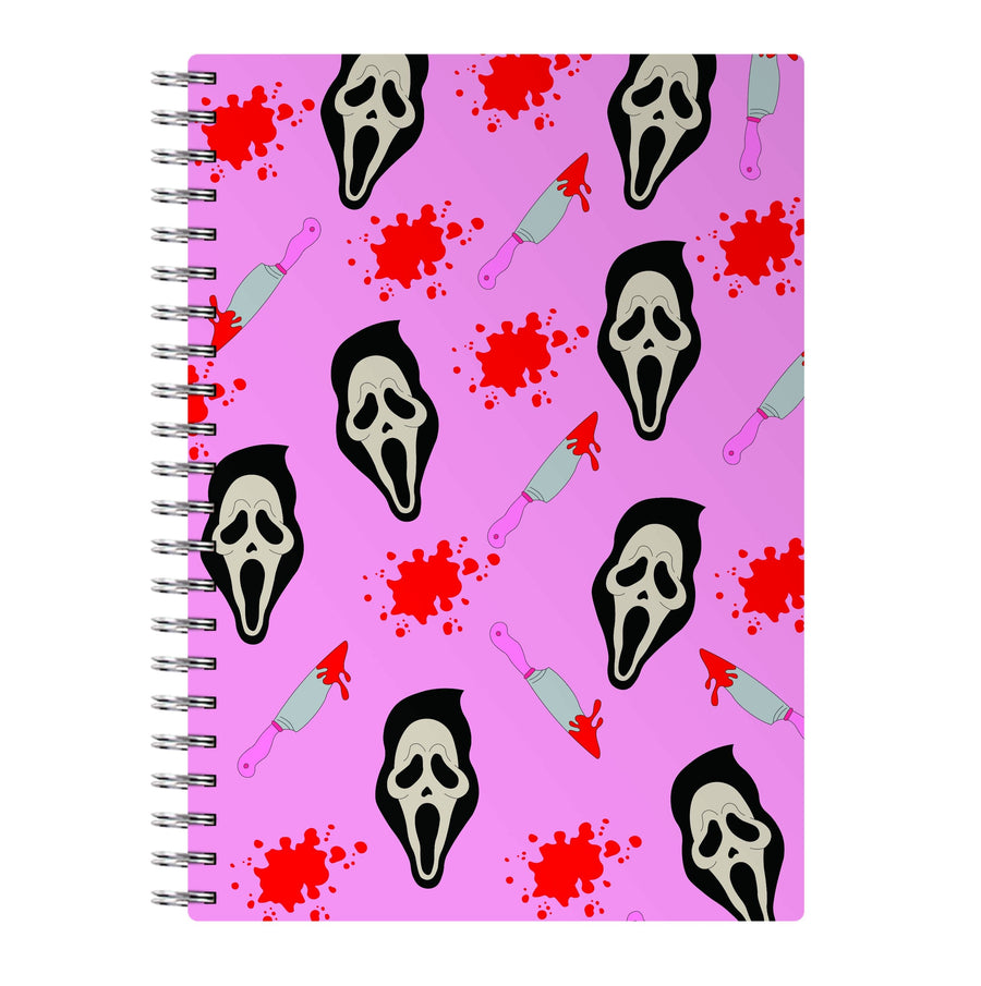 Pink Ghostface Pattern - Scream Notebook