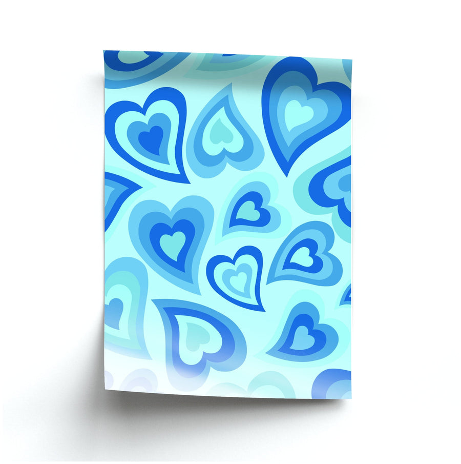 Blue Hearts - Trippy Patterns Poster
