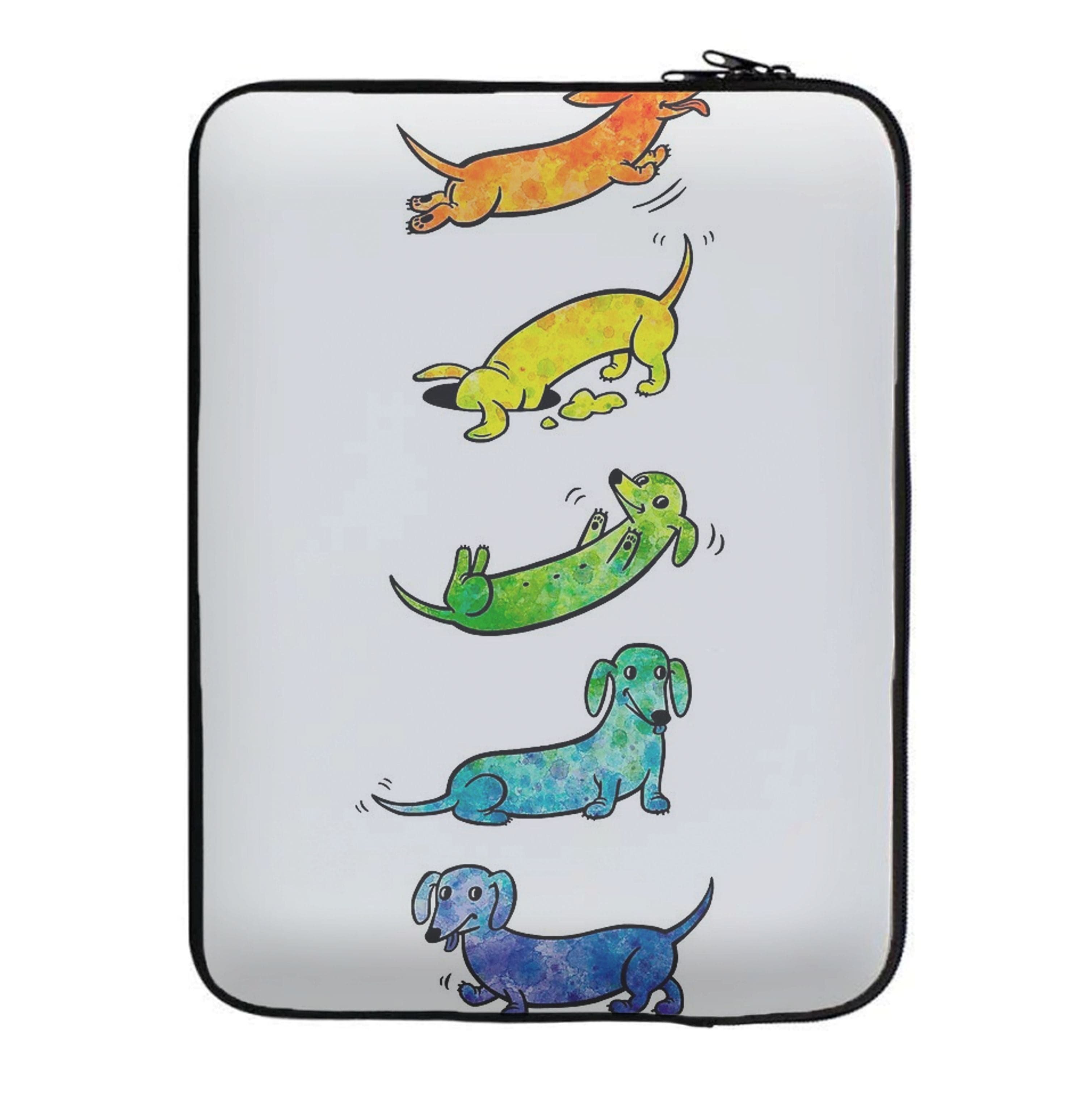 Watercolor Rainbow Dachshunds Laptop Sleeve