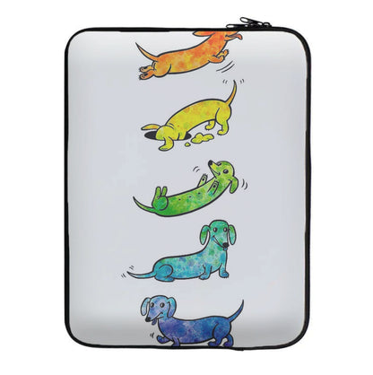 Watercolor Rainbow Dachshunds Laptop Sleeve