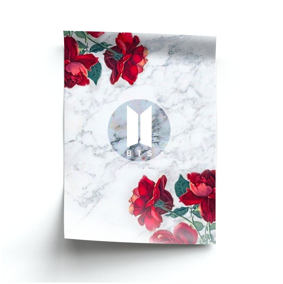 BTS Logo Marble Roses Poster