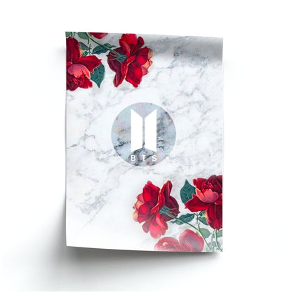 K-Pop Band Logo Marble Roses Poster