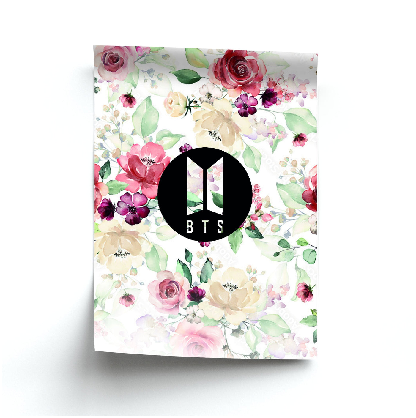 BTS Logo And Flowers - BTS Poster