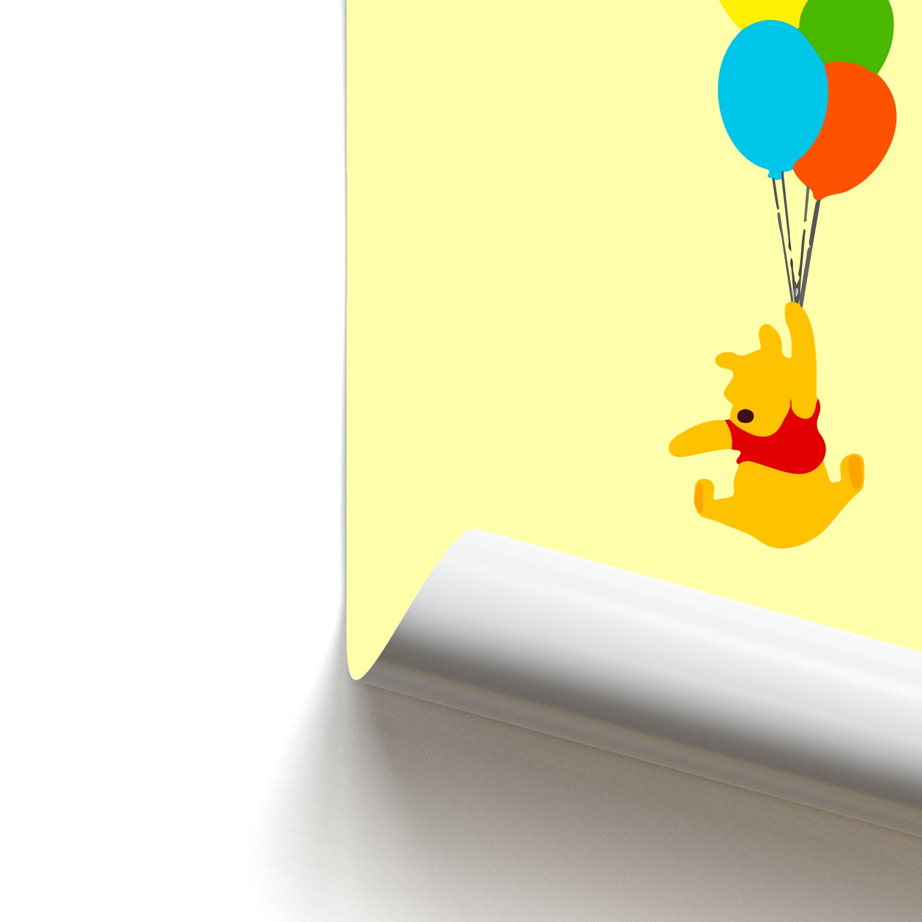 Pooh On Balloons Poster