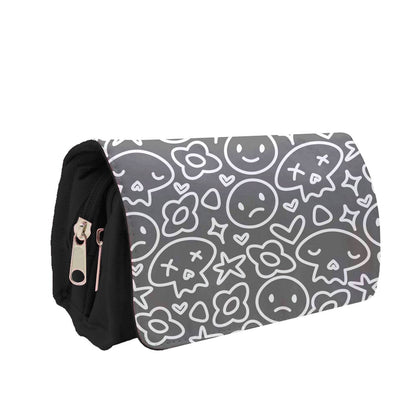 Black Skulls - Skate Aesthetic  Pencil Case