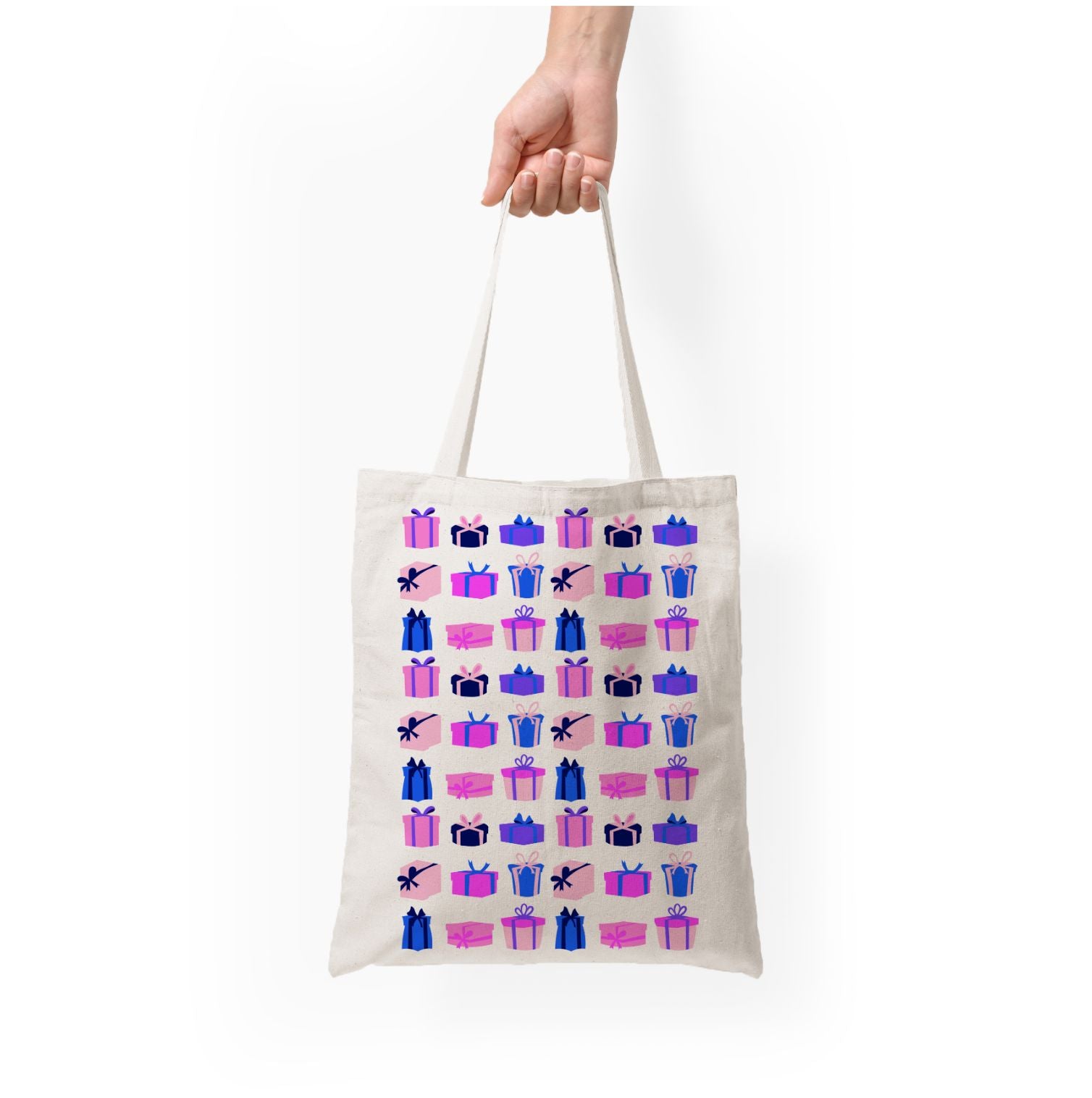 Pink Presents - Christmas Patterns Tote Bag