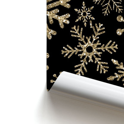 Gold Snowflake Pattern Poster