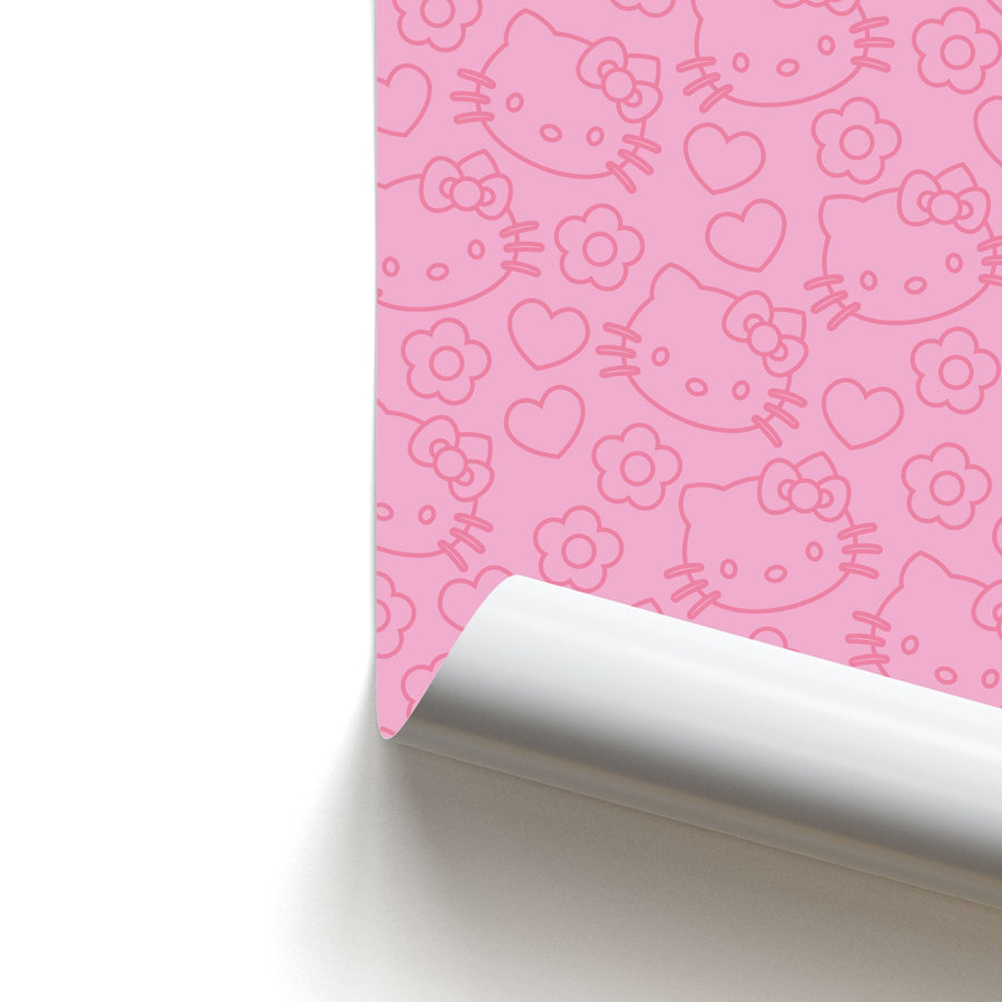 Pink And Red Pattern - Hello Kitty Poster