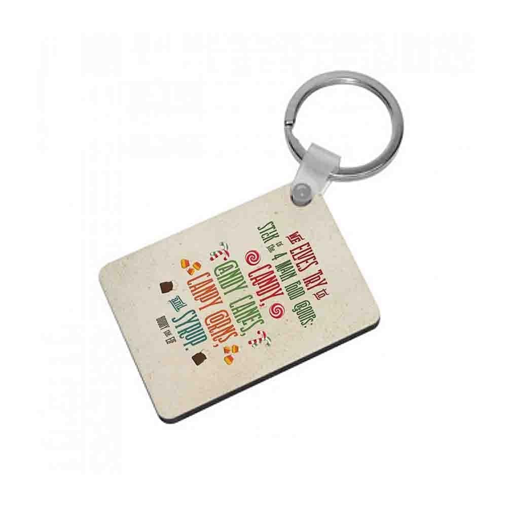 The Four Main Food Groups - Buddy The Elf Keyring - Fun Cases