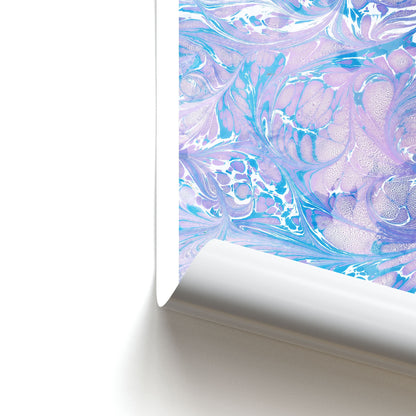 Sea Blue Swirly Marble Poster