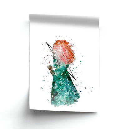 Watercolour Princess Merida Brave Fairytale Poster