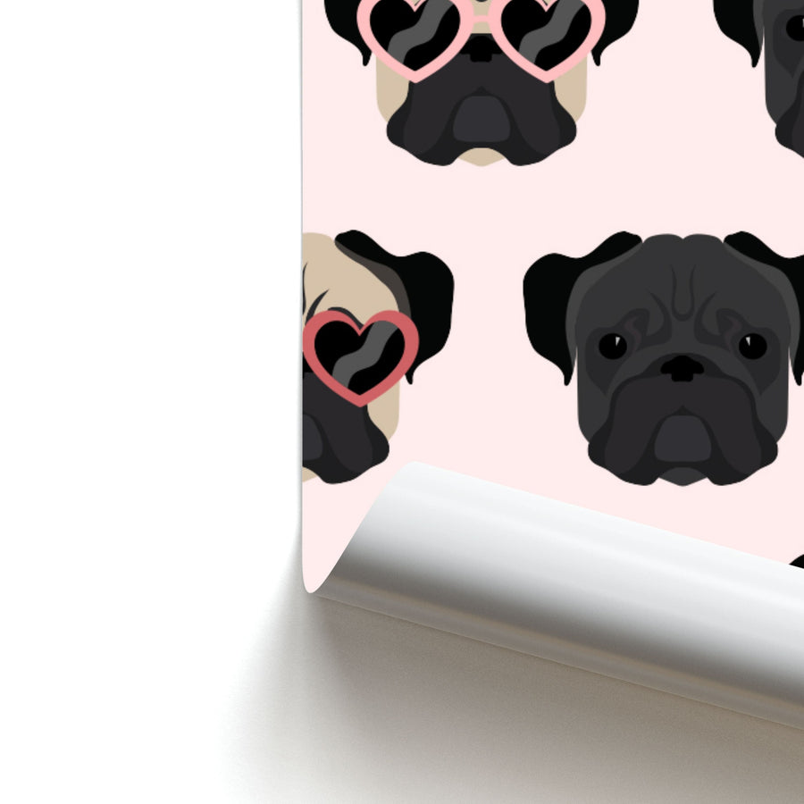 Sunny Pug Life - Dog Pattern Poster