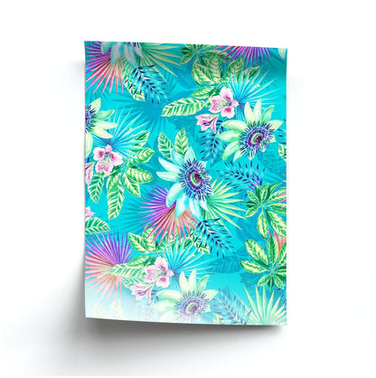 Blue Floral Pattern Poster