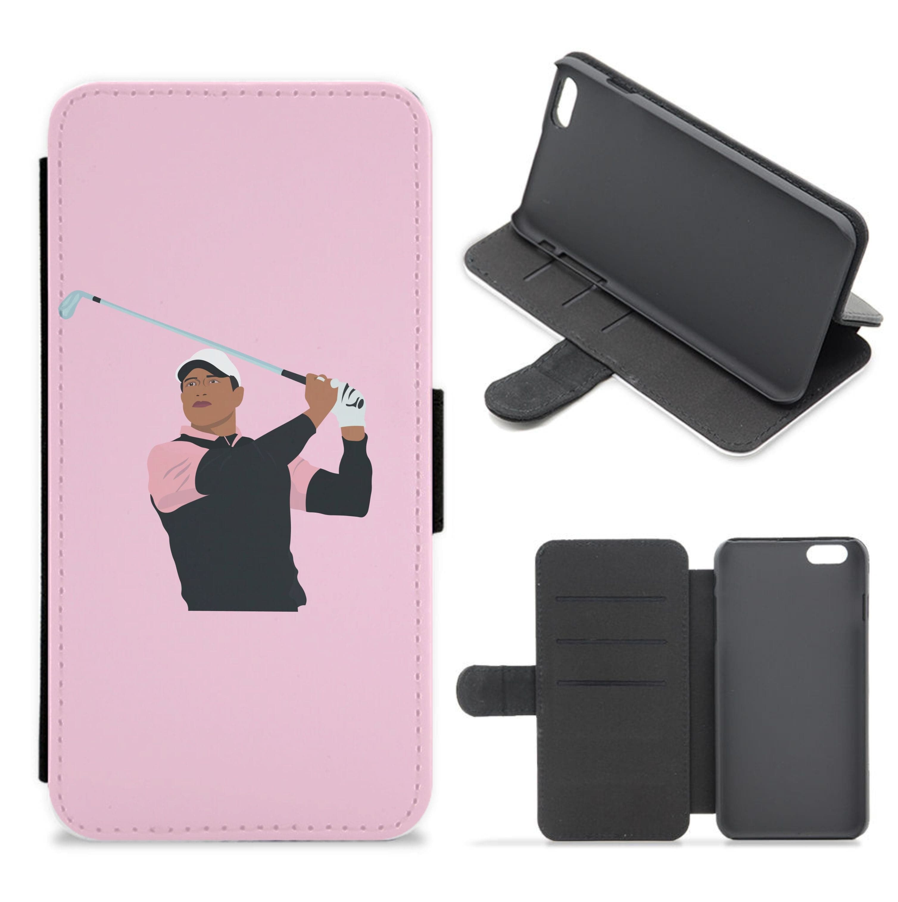 Tiger hitting a iron - Golf Flip / Wallet Phone Case