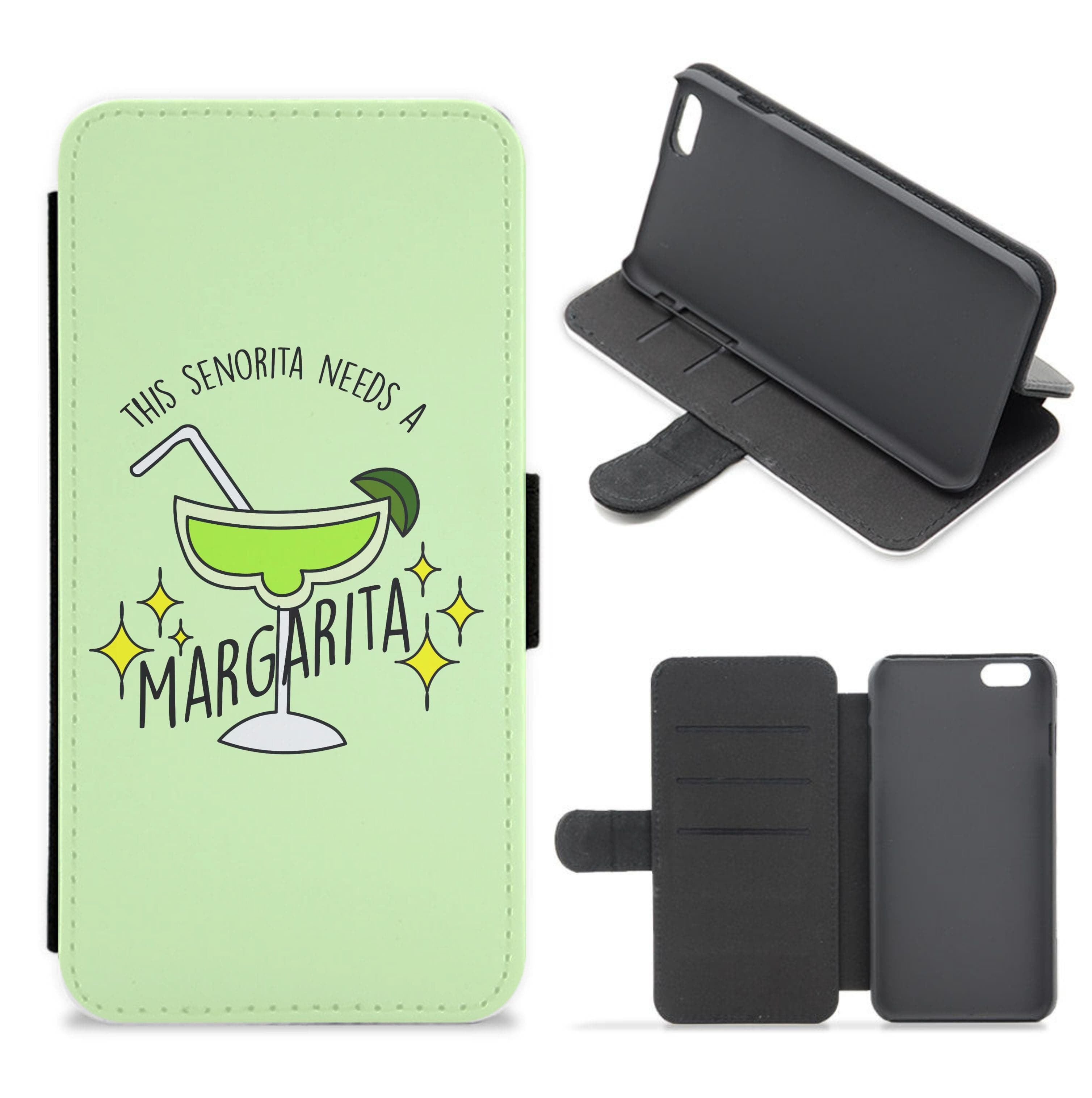 This Senorita Needs A Margarita - Funny Quotes Flip / Wallet Phone Case