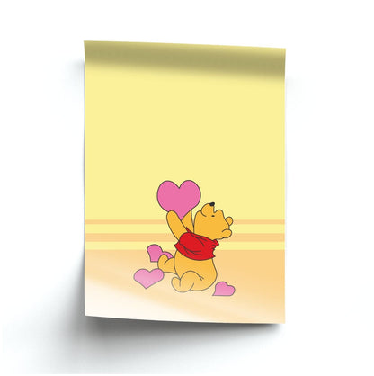 Pooh Love Heart Balloons Valentine's Poster