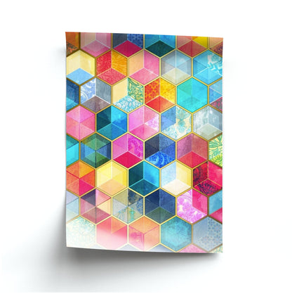 Colourful Honeycomb Pattern Poster