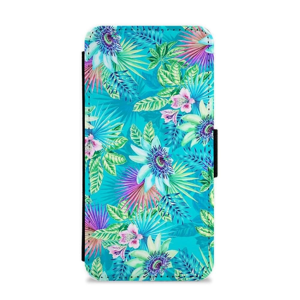 Blue Floral Pattern Flip / Wallet Phone Case - Fun Cases