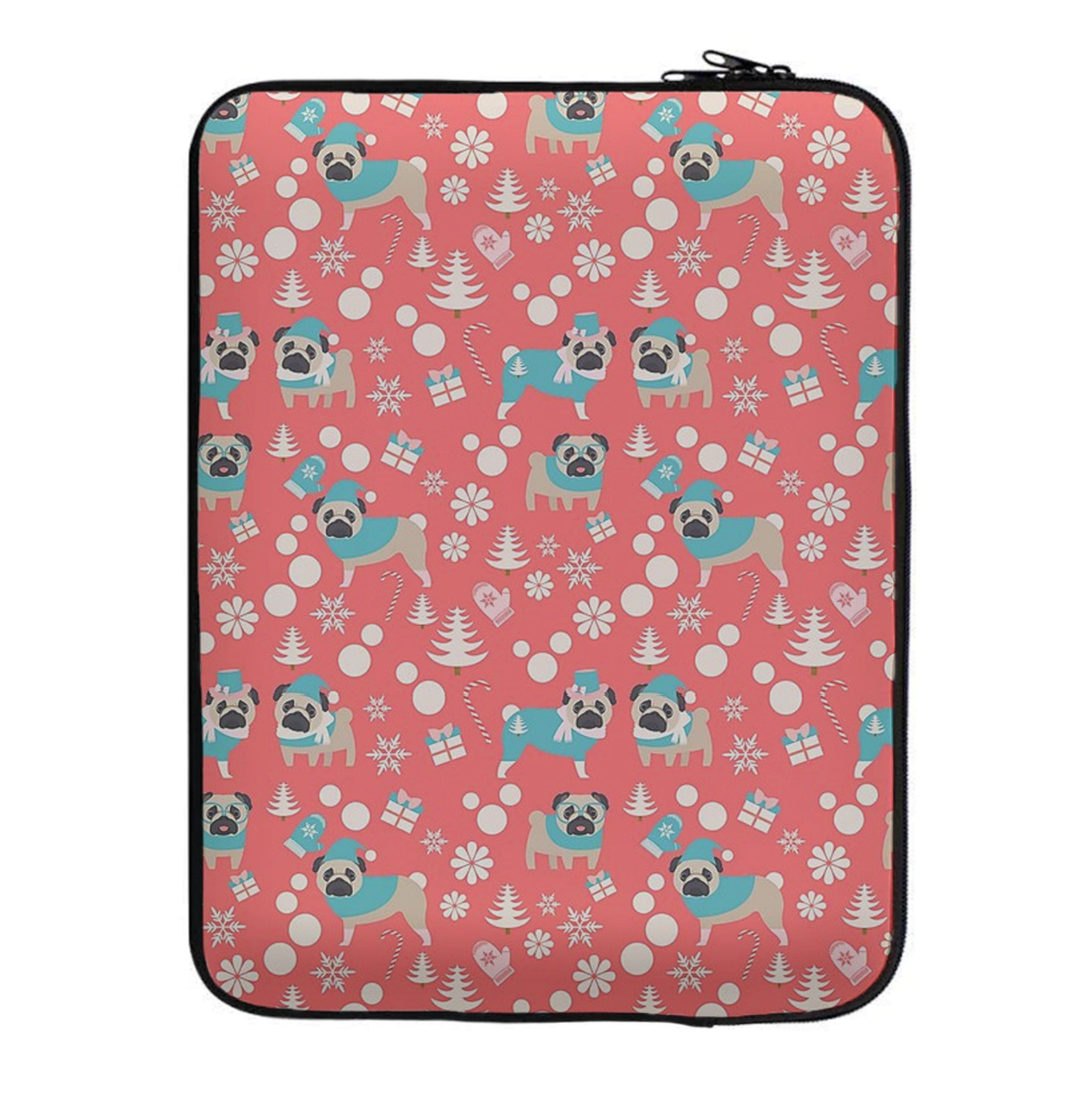 Christmas Pug Pattern Laptop Sleeve