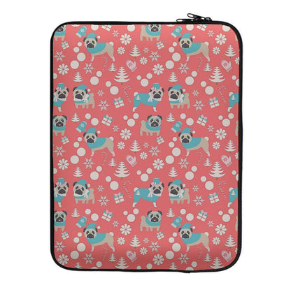 Christmas Pug Pattern Laptop Sleeve