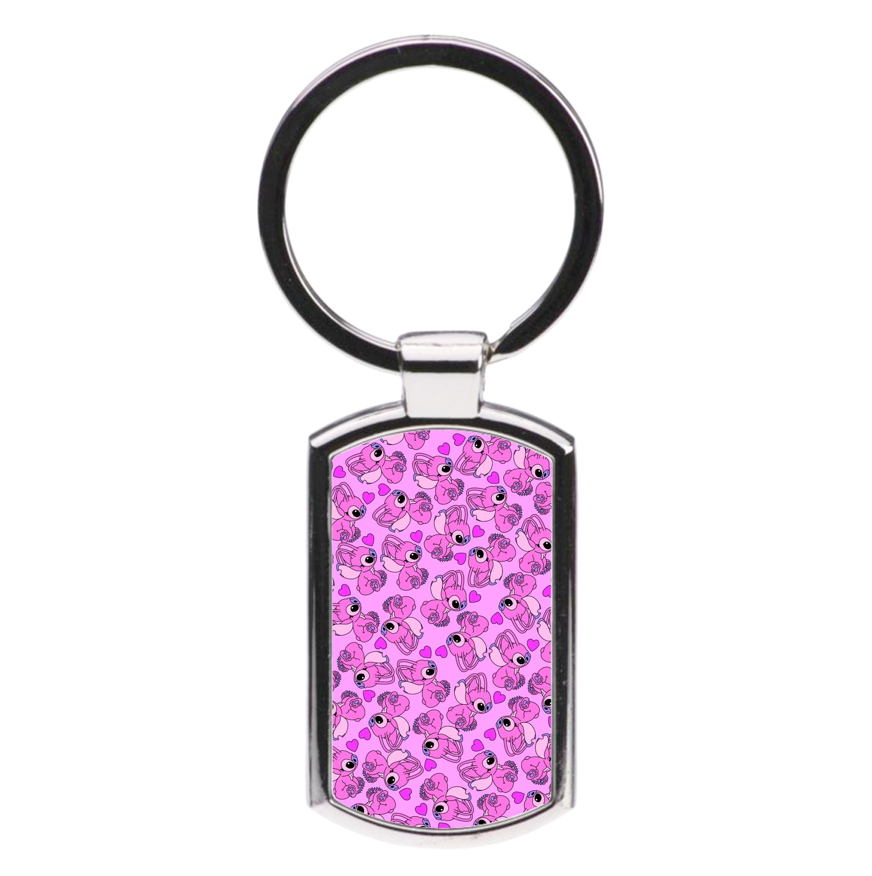 Love Heart Pattern - Pink Alien Luxury Keyring