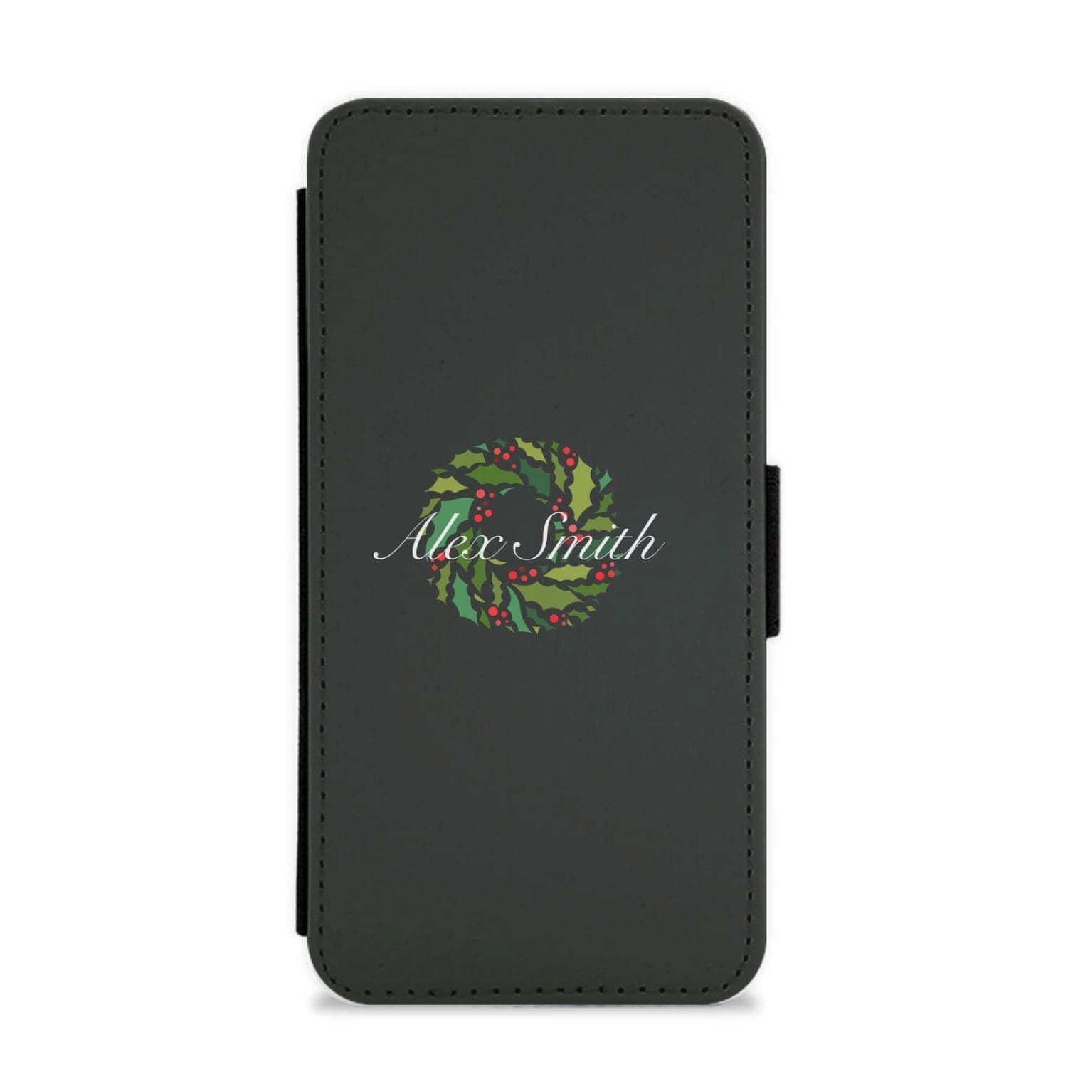 Wreath - Personalised Christmas Flip / Wallet Phone Case