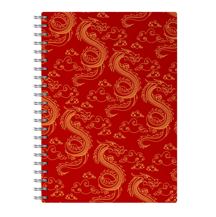 Red And Gold Dragon Pattern Notebook
