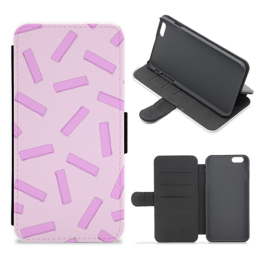 Pink Waffers - Biscuits Patterns Flip / Wallet Phone Case