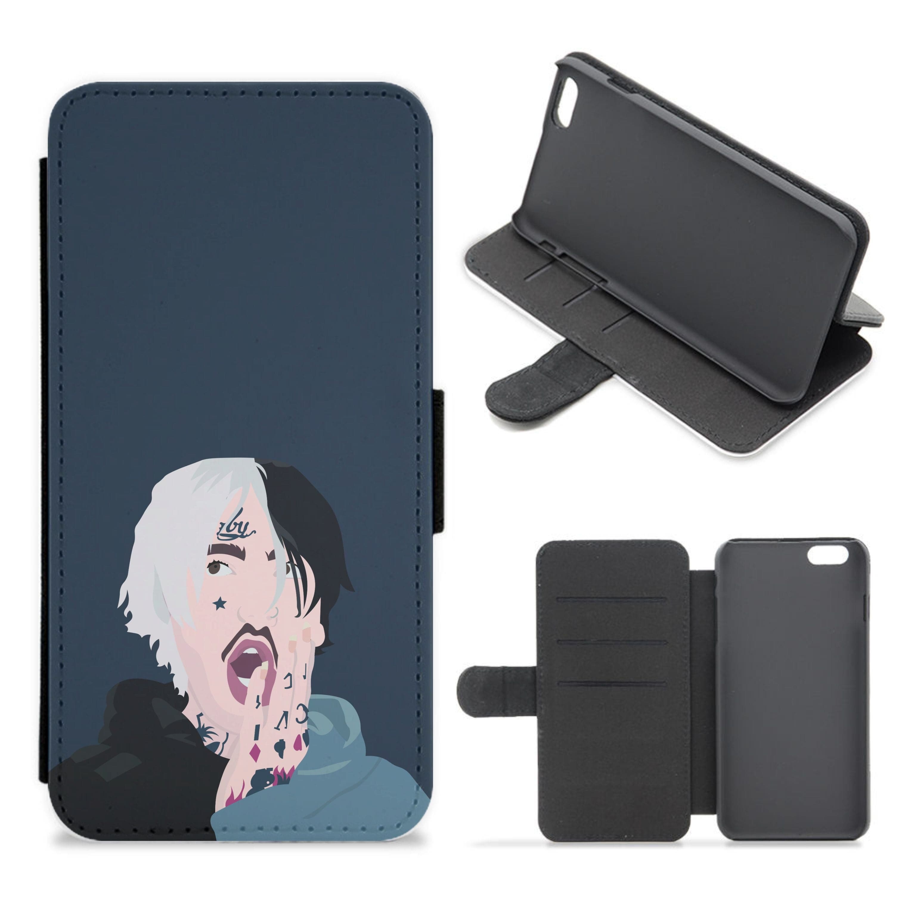 Black And White Hair - Peep Flip / Wallet Phone Case