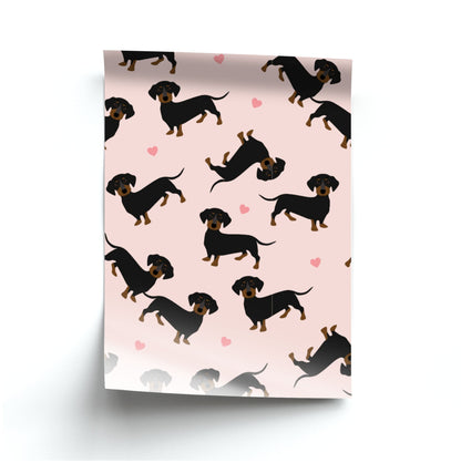 Heart Dachshund - Dog Pattern Poster