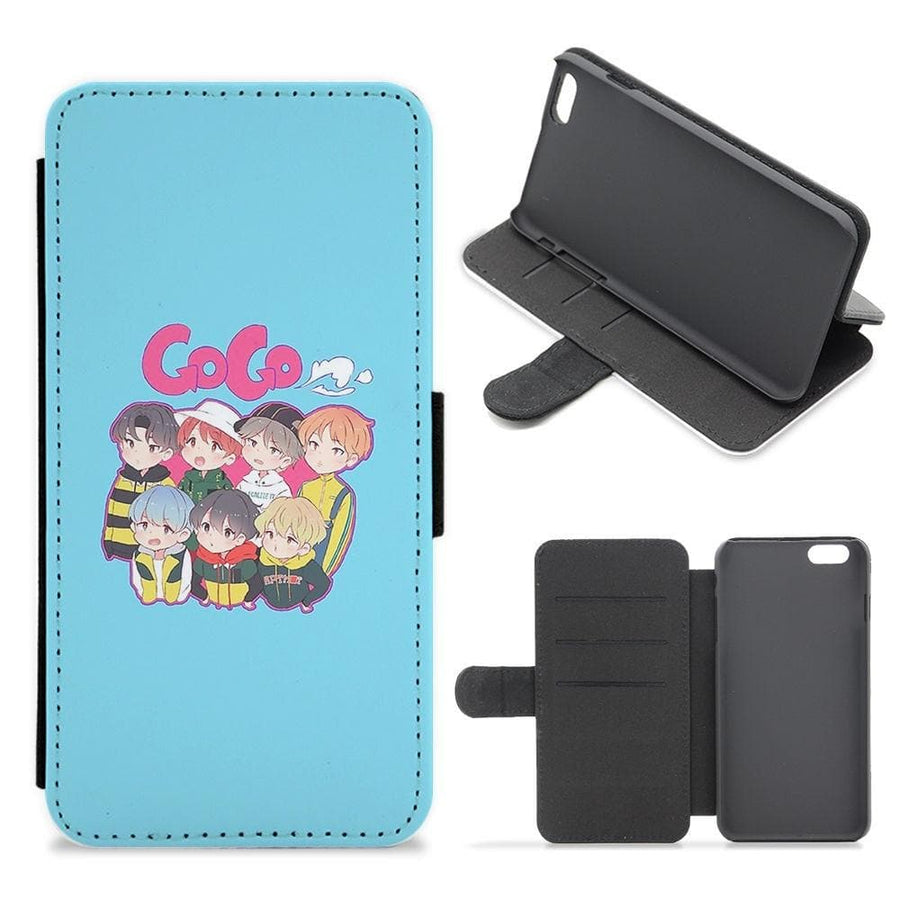 Go Go BTS Cartoon Flip Wallet Phone Case - Fun Cases