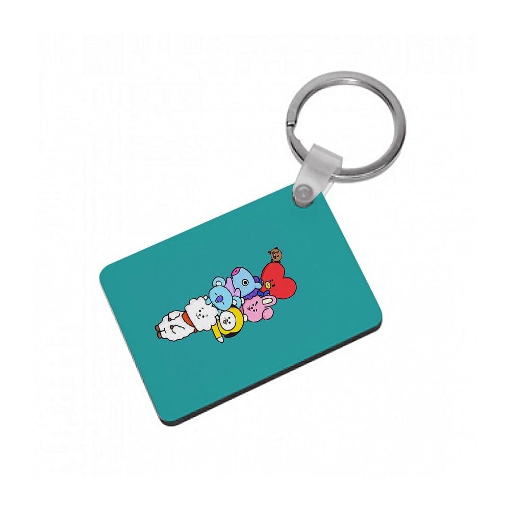 Green BT21 - RJ, Mang, Koya, Chimmy, Cooky, Shooky, Tata - BTS Keyring