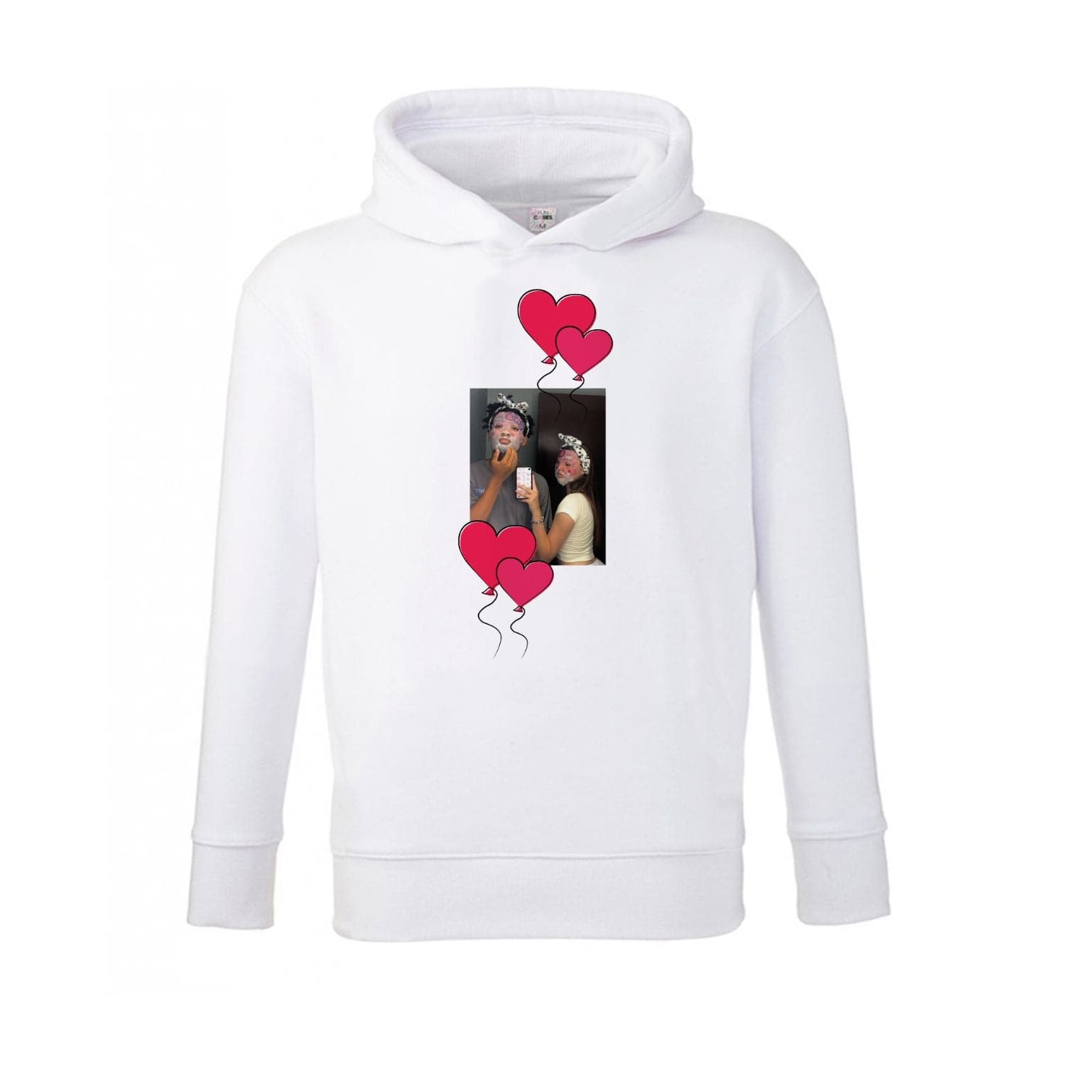 Heart Balloons - Personalised Couples Kids Hoodie