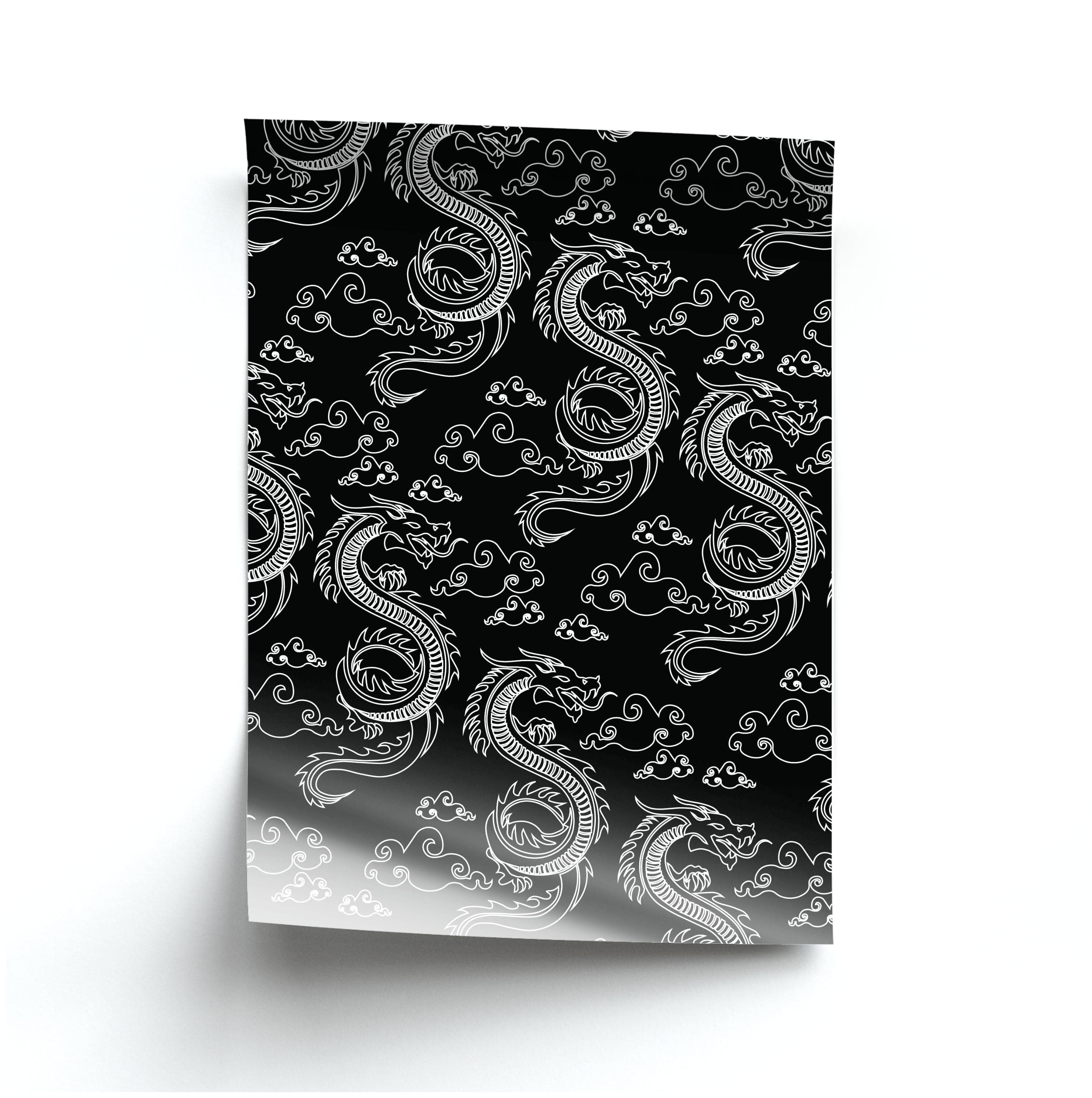 Black And White Dragon Pattern Poster