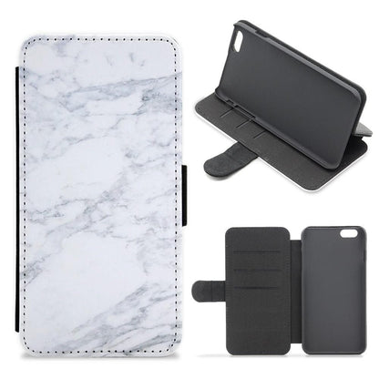 White Marble Pattern Flip / Wallet Phone Case - Fun Cases