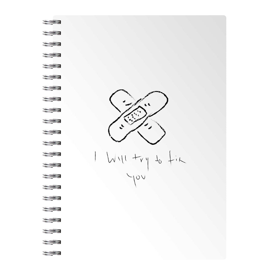 I Will Try To Fix You - White Coldplay Notebook