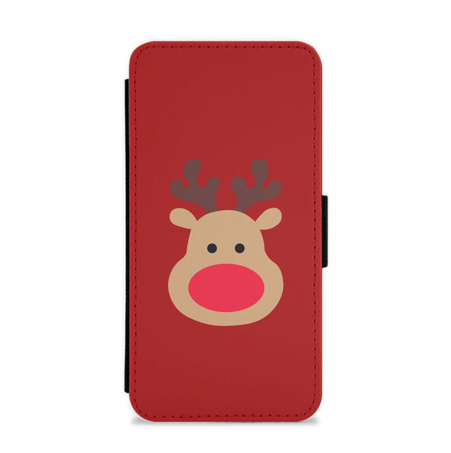 Rudolph Face - Christmas Flip / Wallet Phone Case
