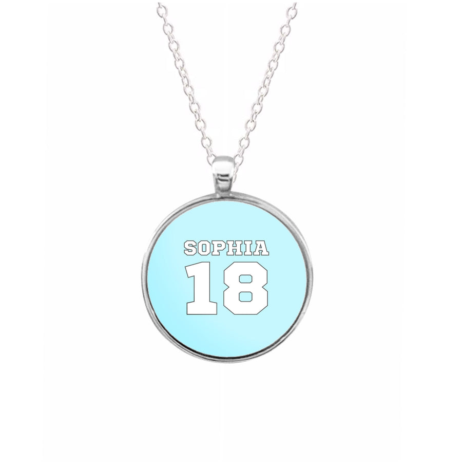 Light Blue - Personalised Football   Necklace