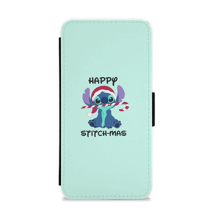 Happy Blue Alienmas - Christmas Flip / Wallet Phone Case