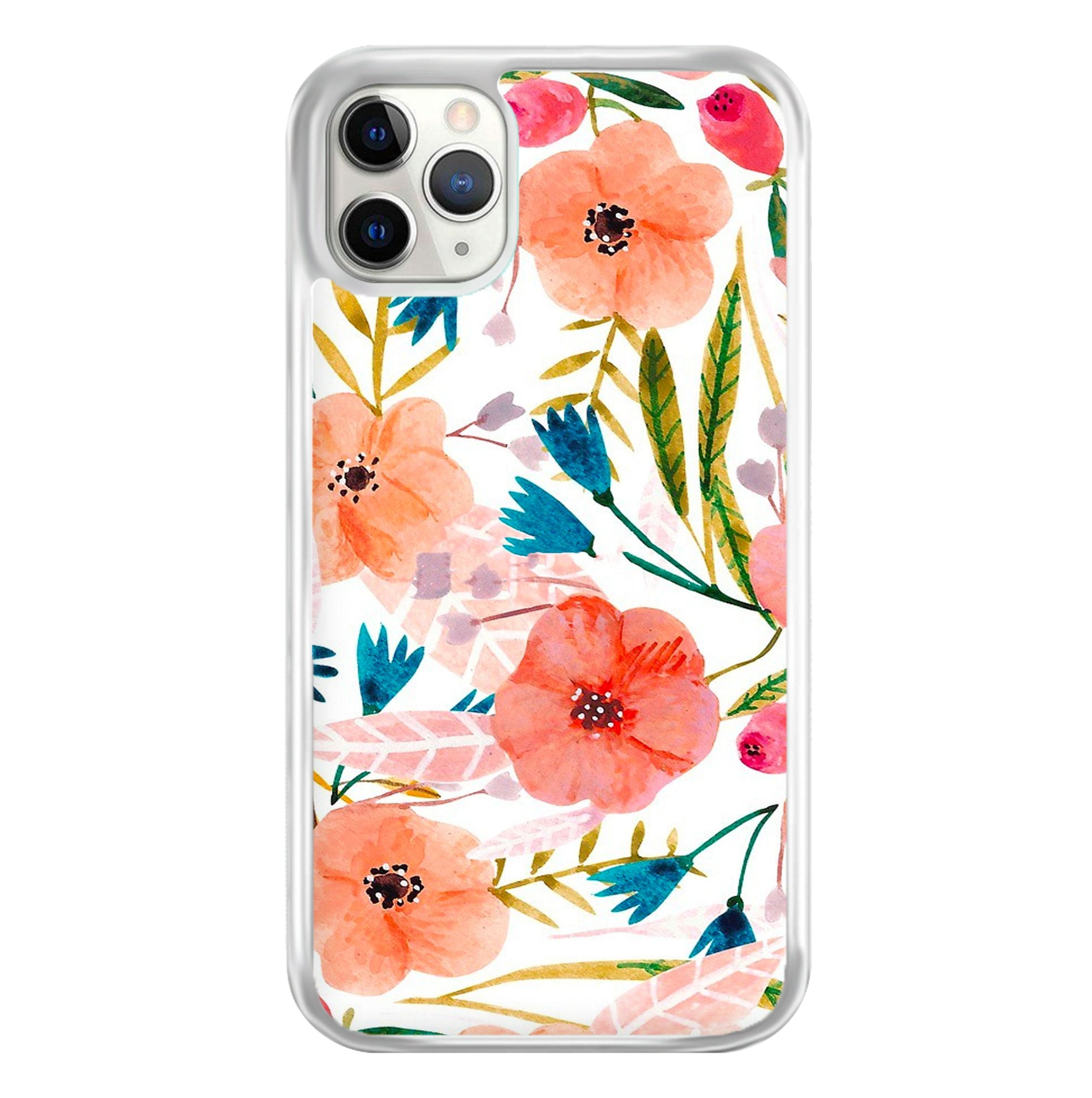 Peach Watercolour Floral Pattern Phone Case