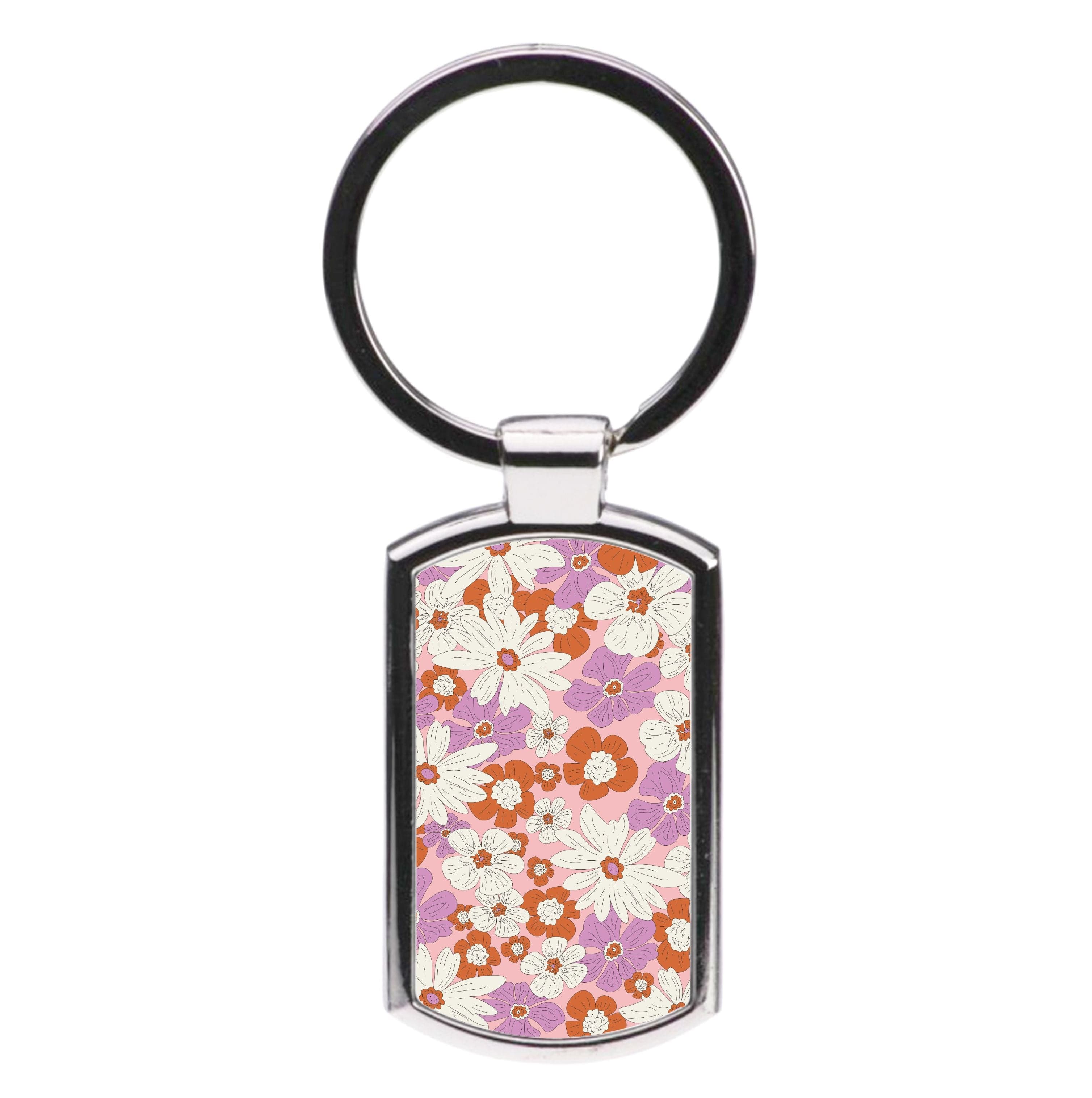 Retro Flowers - Floral Patterns Luxury Keyring