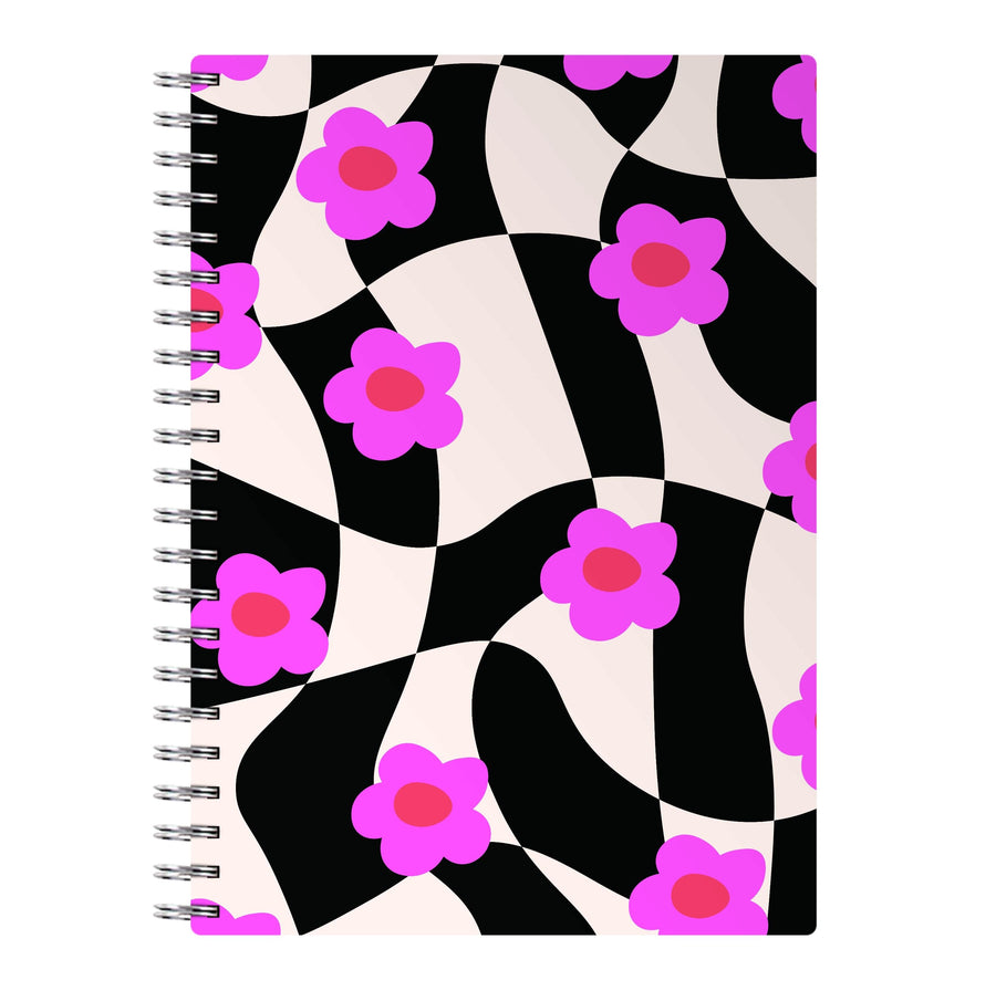 Checkboard Flowers - Trippy Patterns Notebook