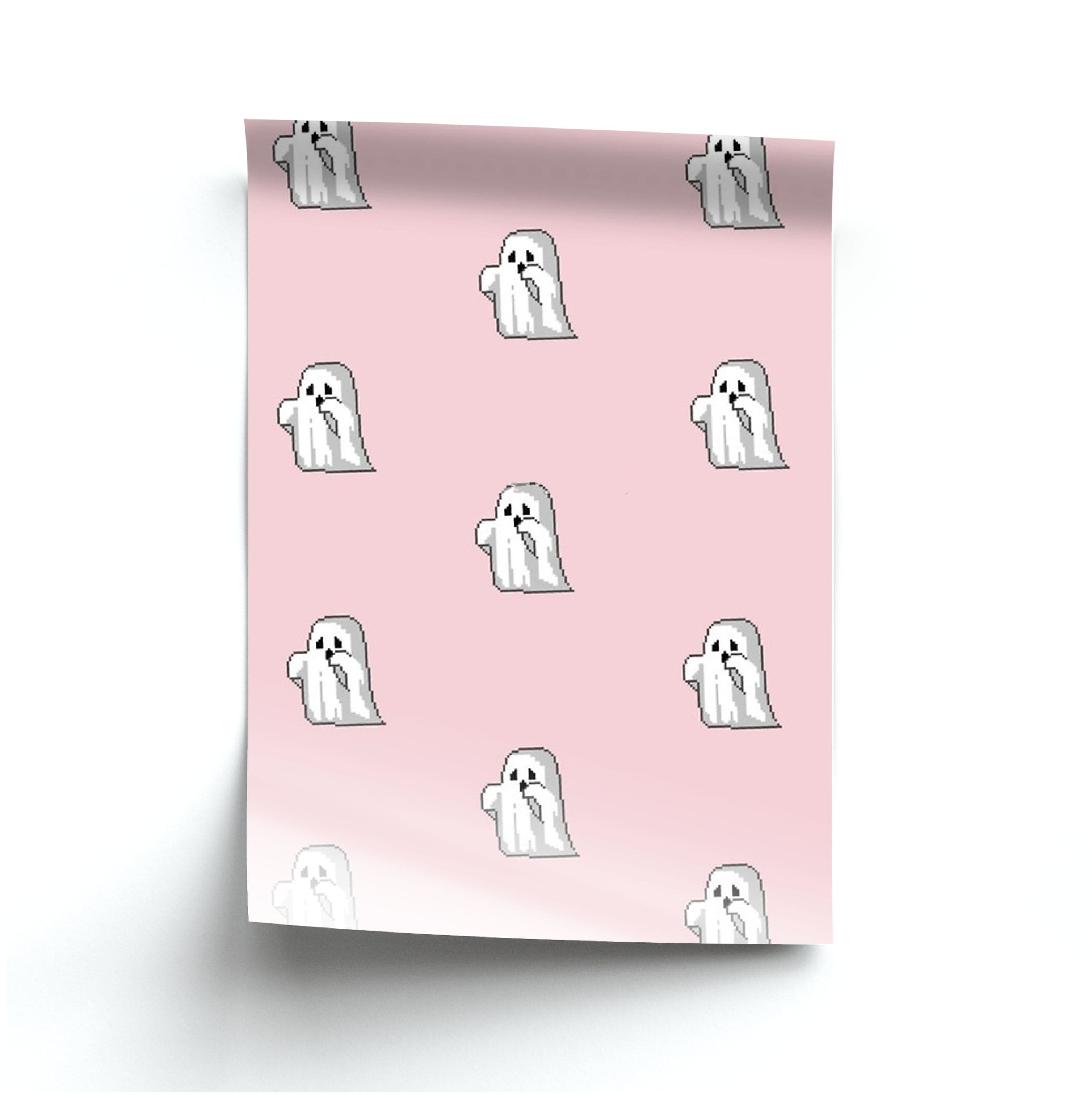 Pastel Pixel Ghost Halloween Poster