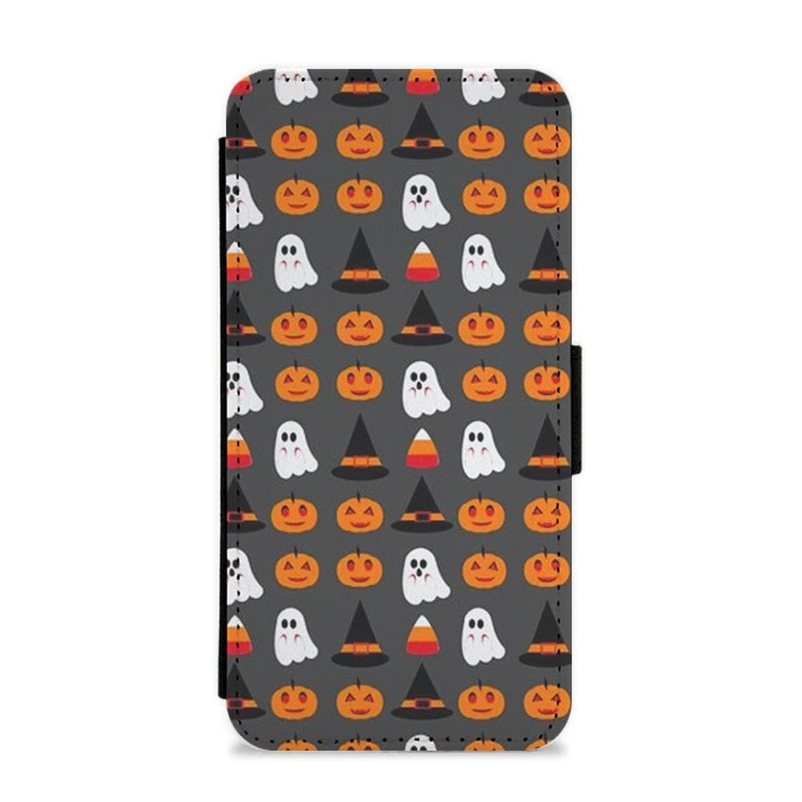 Pumpkin, Ghost, Candy Repeat Flip Wallet Phone Case