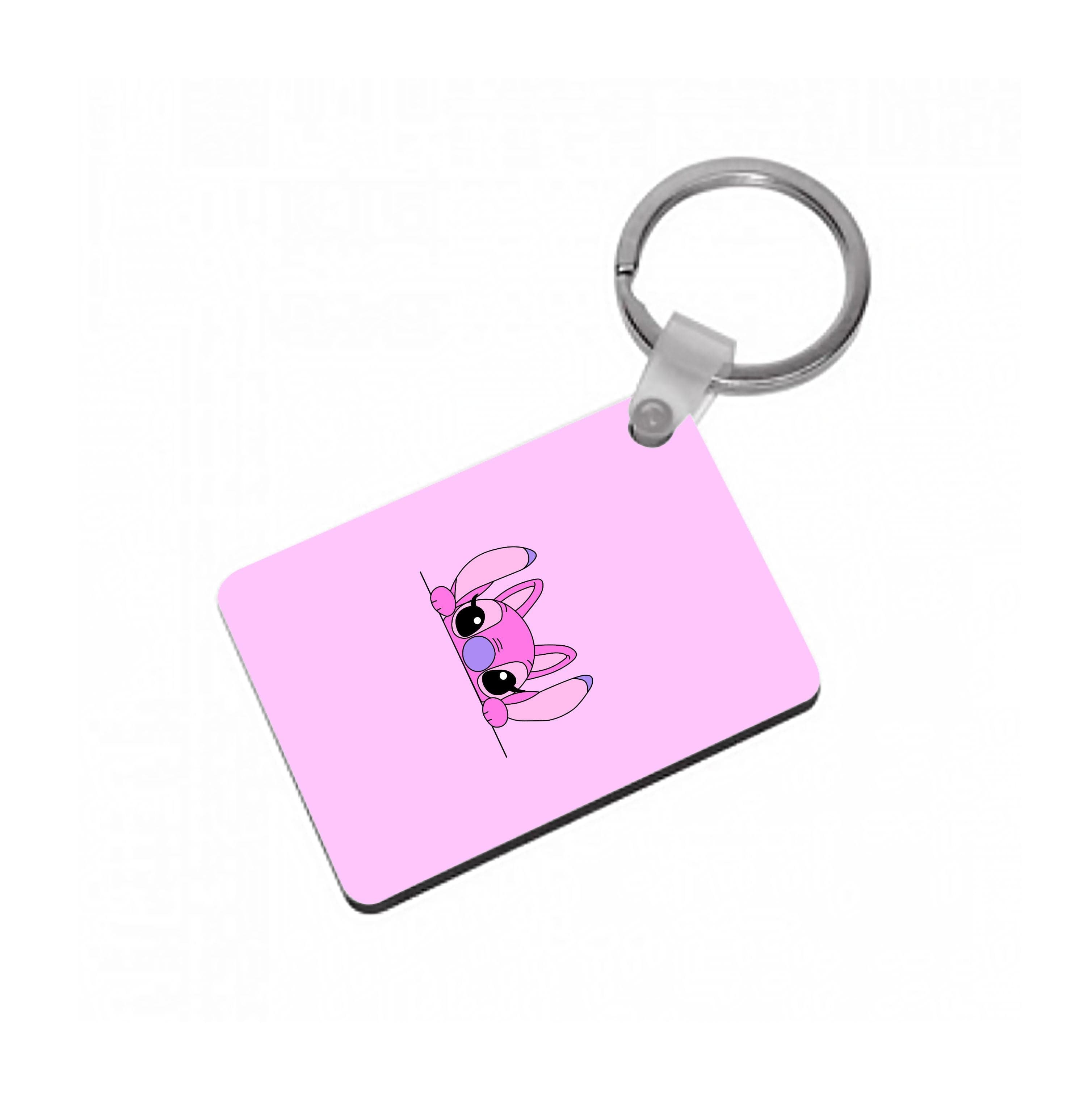 Angel Leaning - Pink Alien Keyring